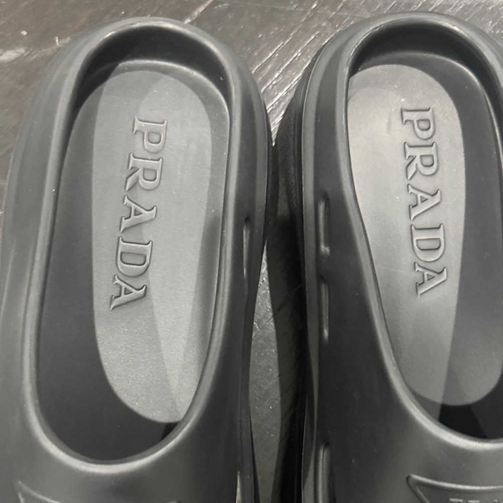 Prada Men's Black Rubber Slip-Ons - Picture 2 of 6